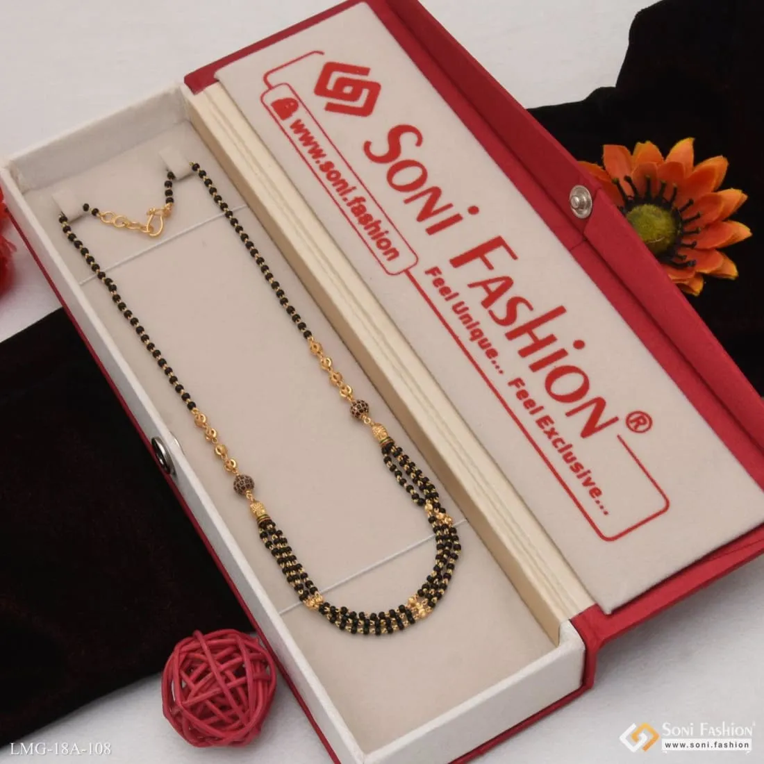 1 Gram Gold Forming Hand-finished Design 3 Line Mangalsutra For Women - Style A108