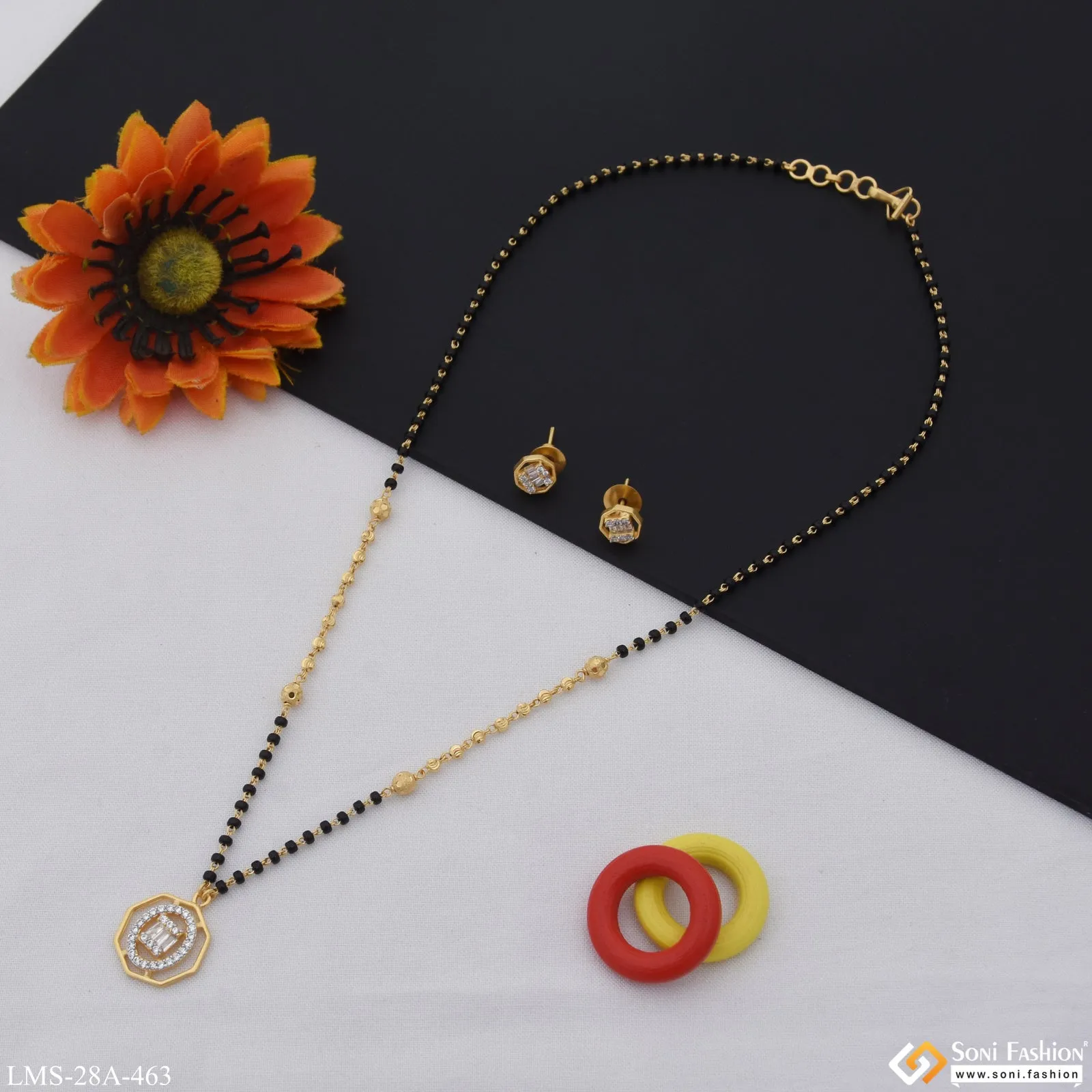 1 Gram Gold Plated Best Quality Gold Plated Mangalsutra Set for Lady - Style A463