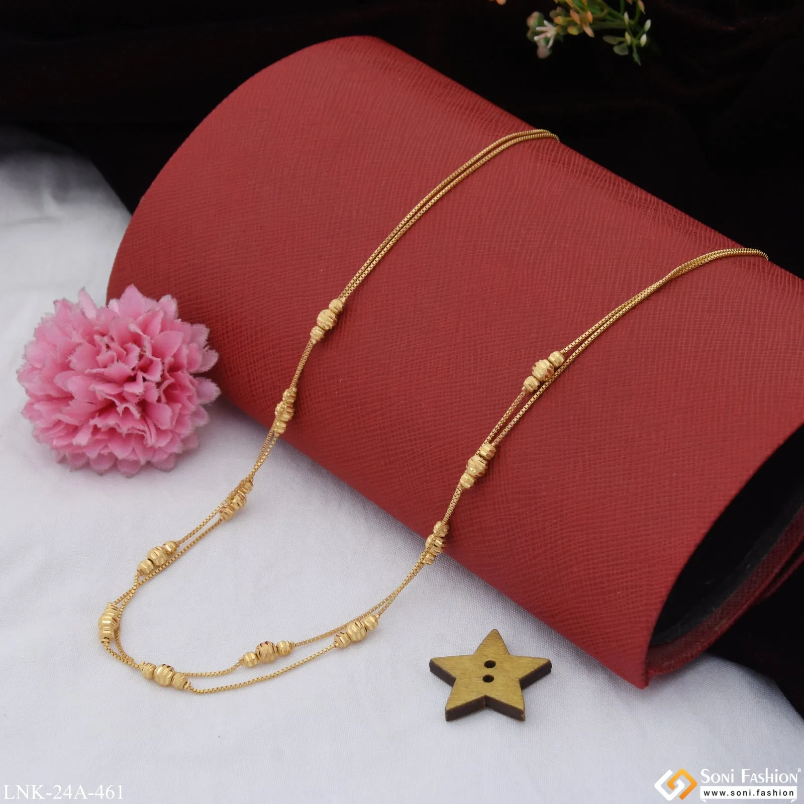 1 Gram Gold Plated Classic Design Finely Detailed Necklace for Lady - Style A461