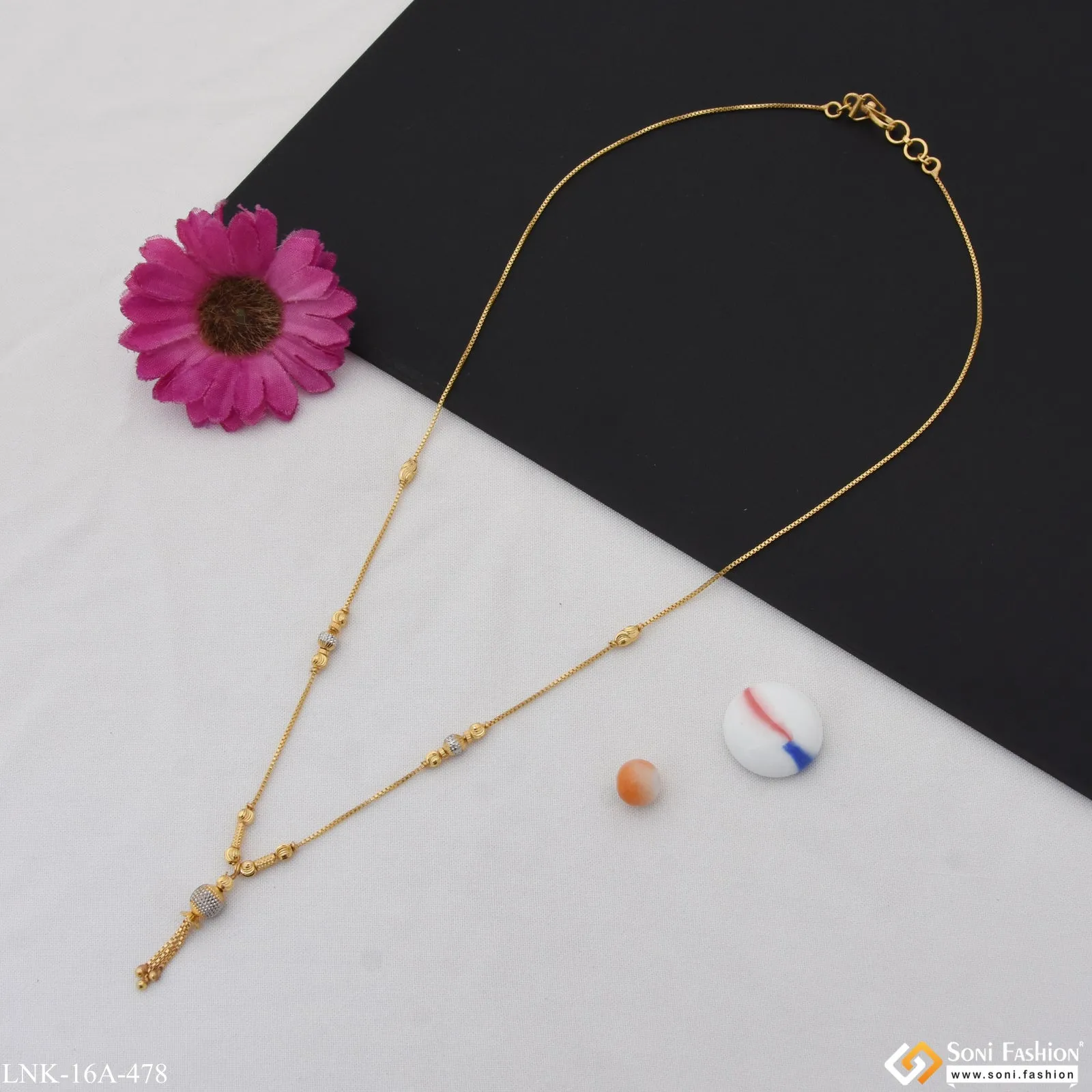 1 Gram Gold Plated Cool Chic Design Gold Plated Necklace for Lady - Style A478