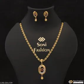 1 Gram Gold Plated Eye-Catching Design Necklace Set for Ladies - Style A539