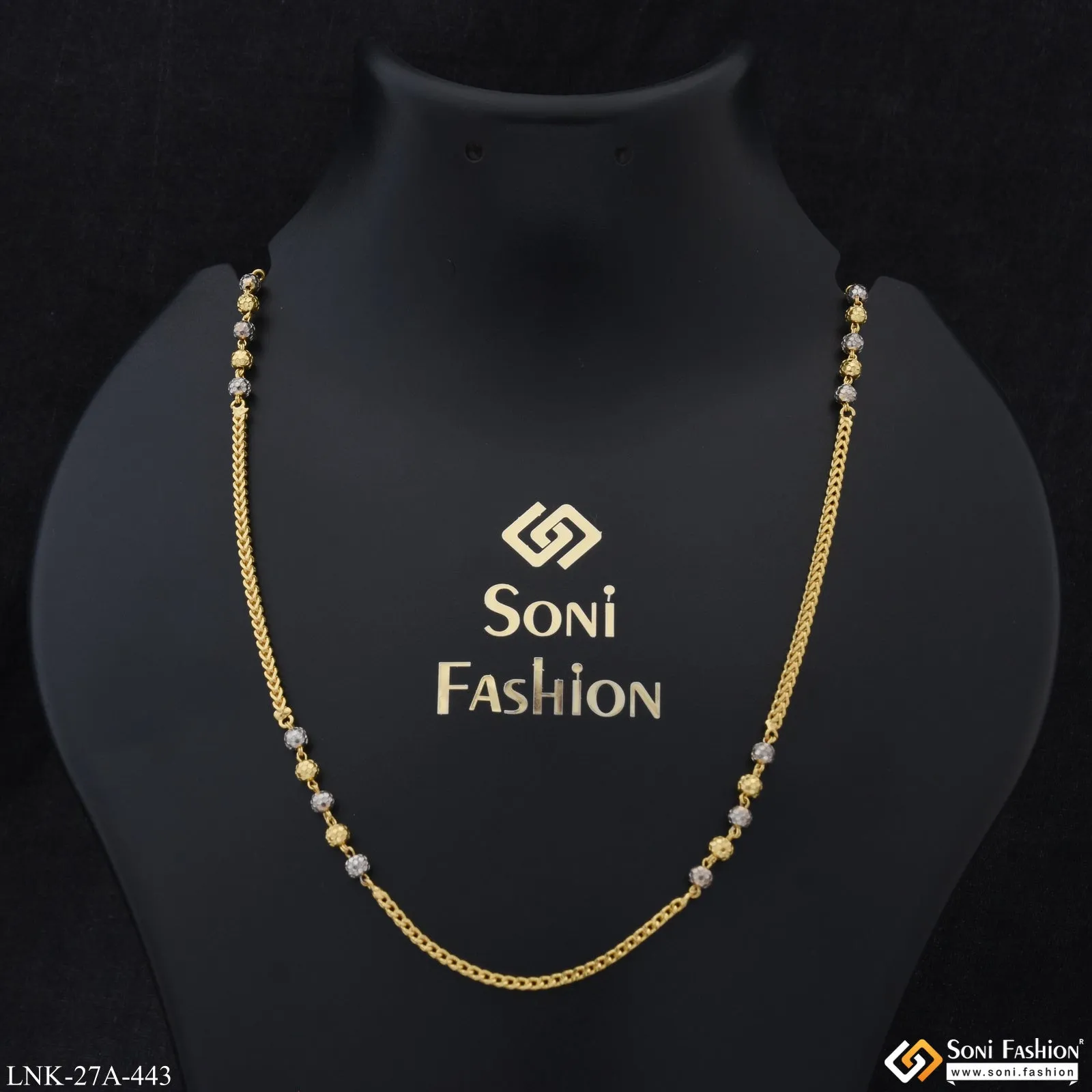 1 Gram Gold Plated Fashionable Artisanal Design Chain for Ladies - Style A443