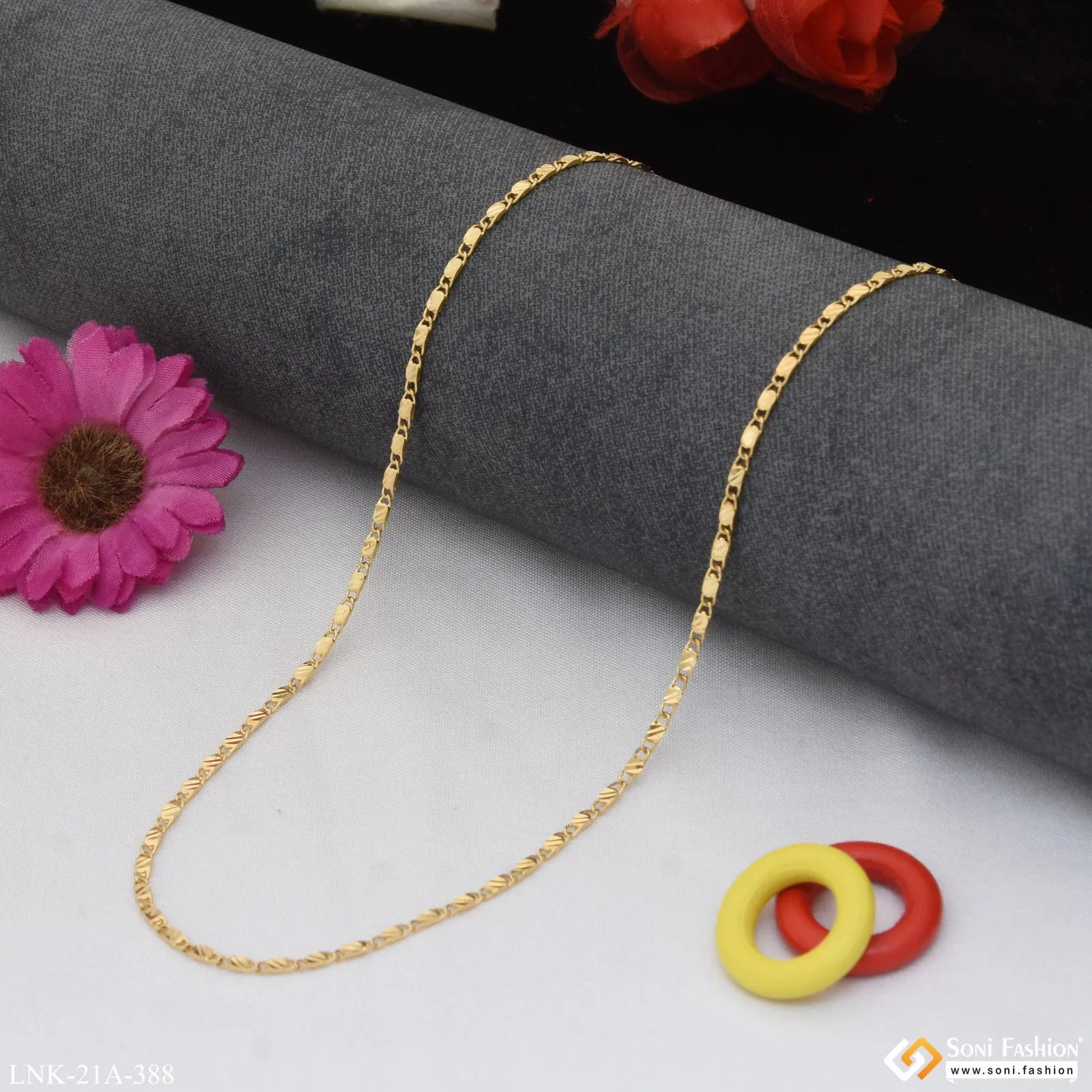 1 Gram Gold Plated Funky Design Stunning Design Chain for Lady - Style A388