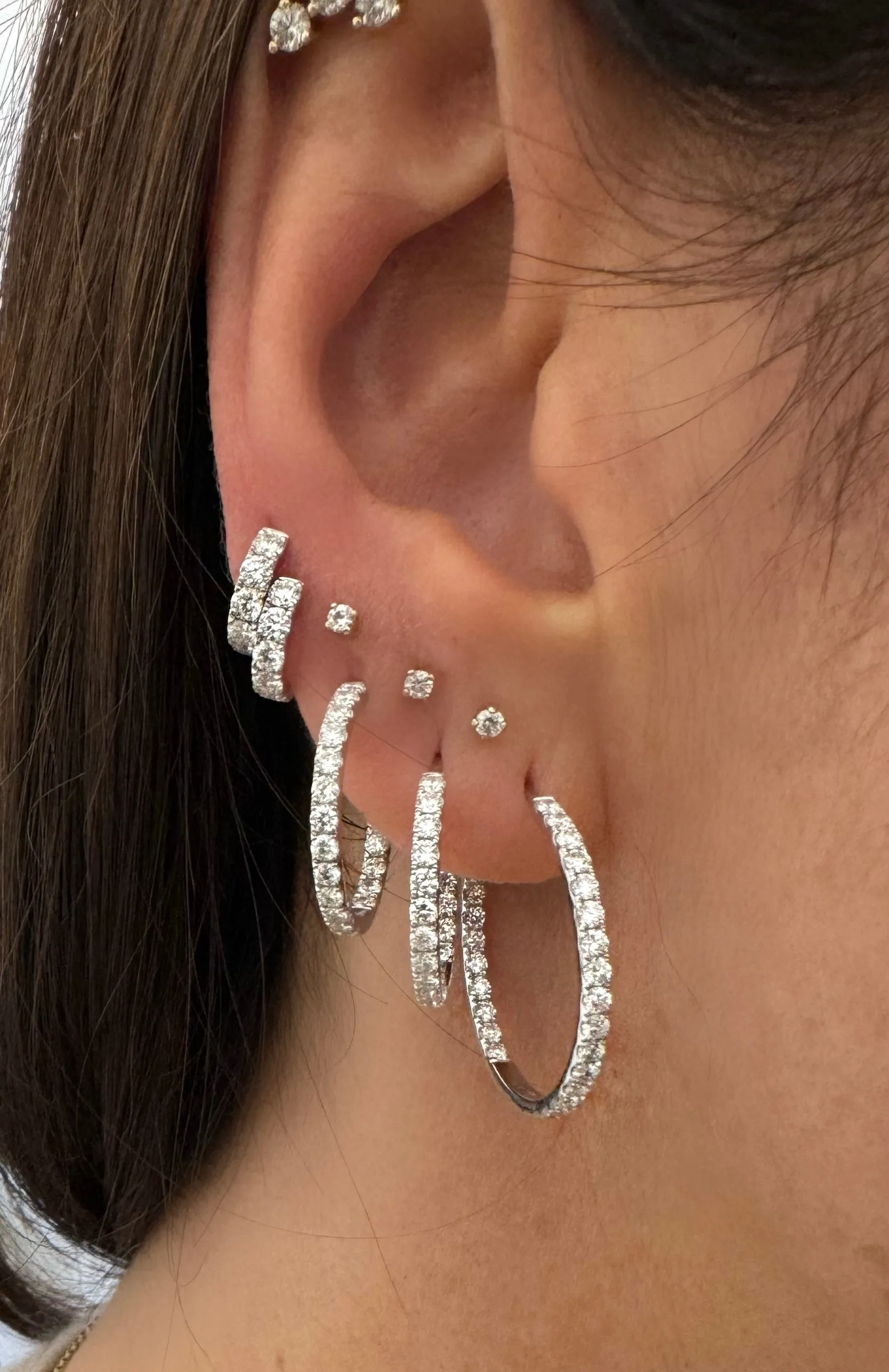 1" Full Cut Diamond Hoop Earrings