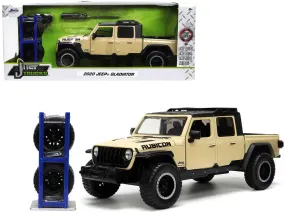 2020 Jeep Gladiator Rubicon Pickup Truck Cream with Roof Rack with Extra Wheels "Just Trucks" Series 1/24 Diecast Model Car by Jada