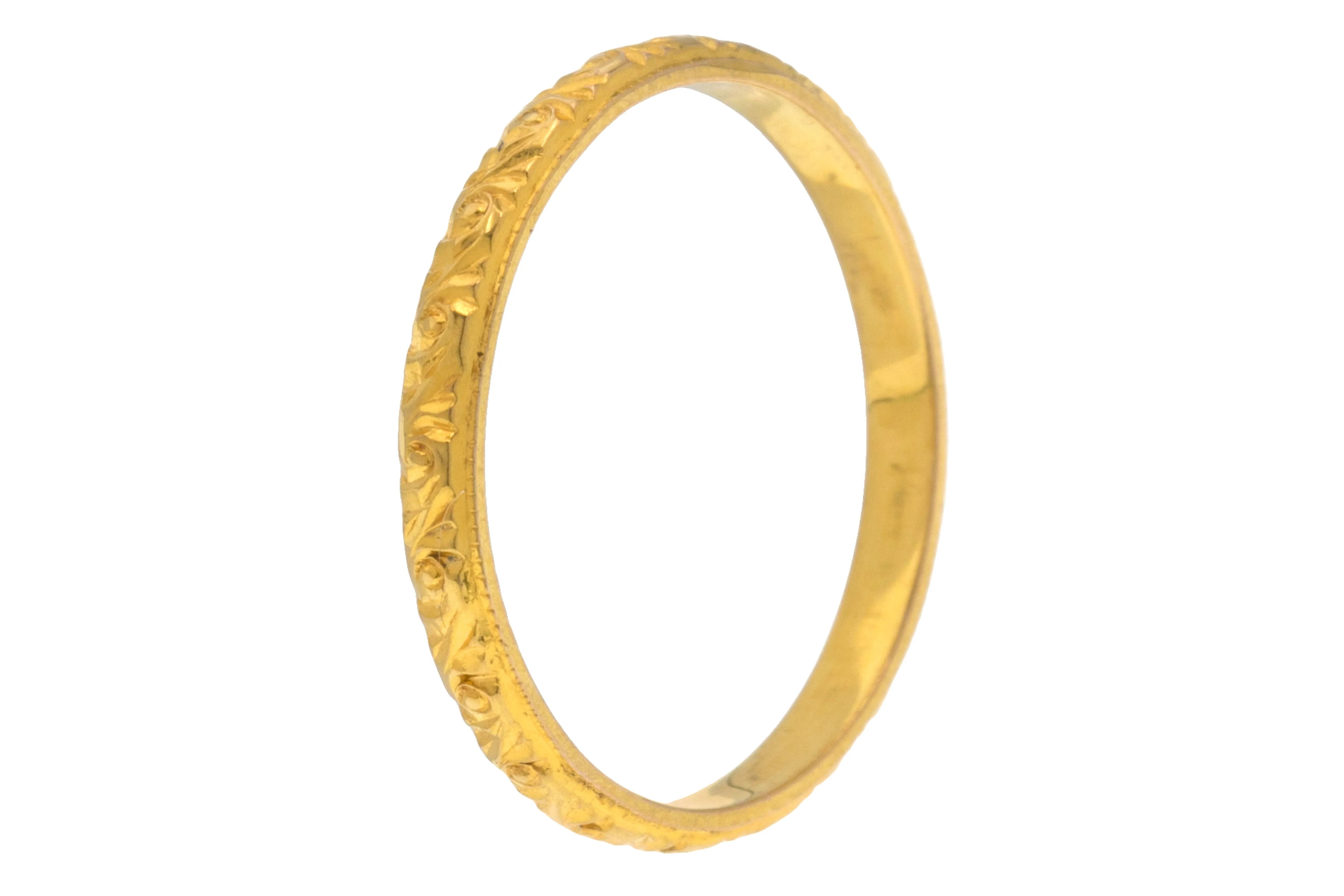 9ct Gold Orange Blossom Wedding Band, 2mm