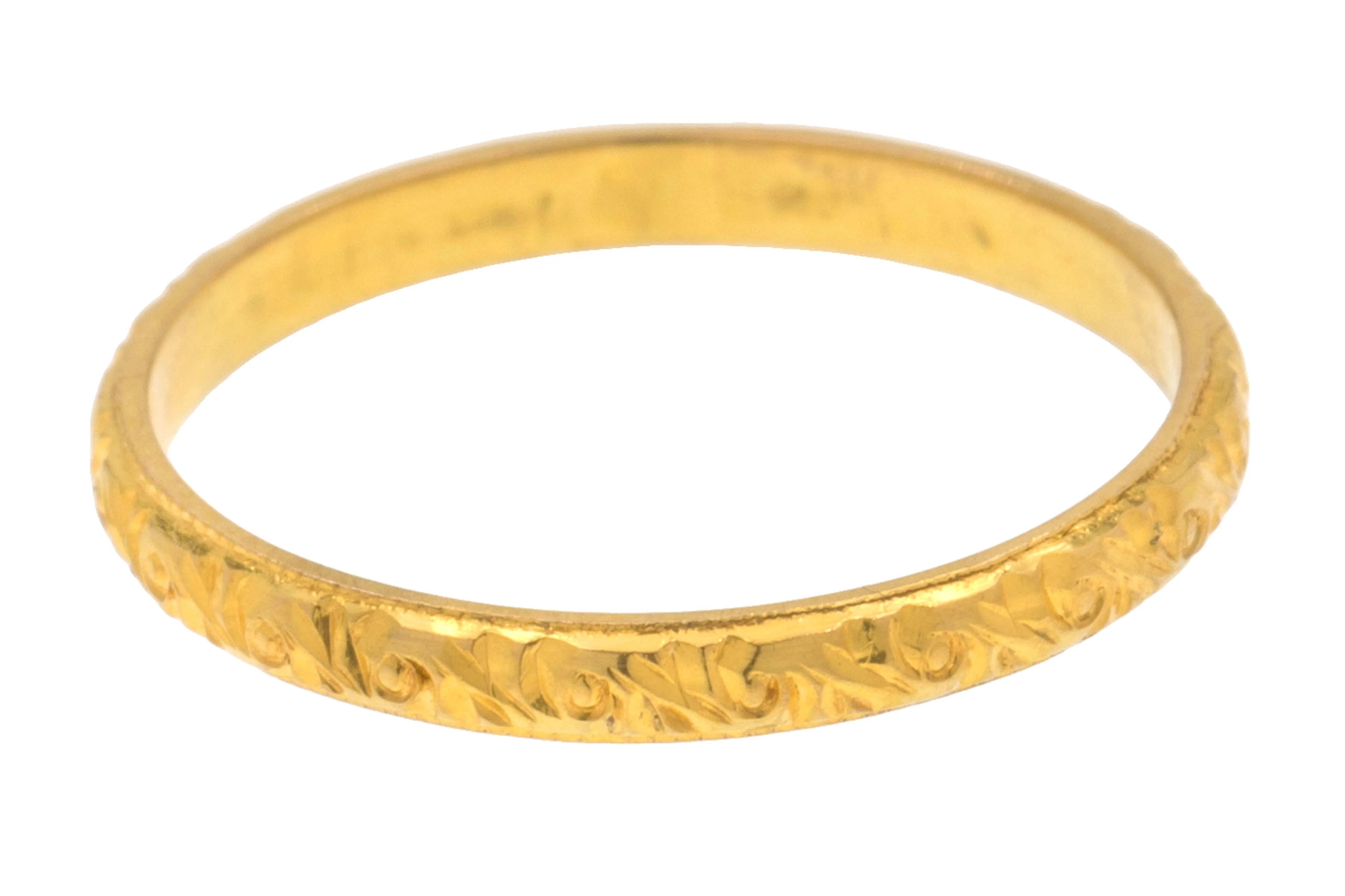 9ct Gold Orange Blossom Wedding Band, 2mm