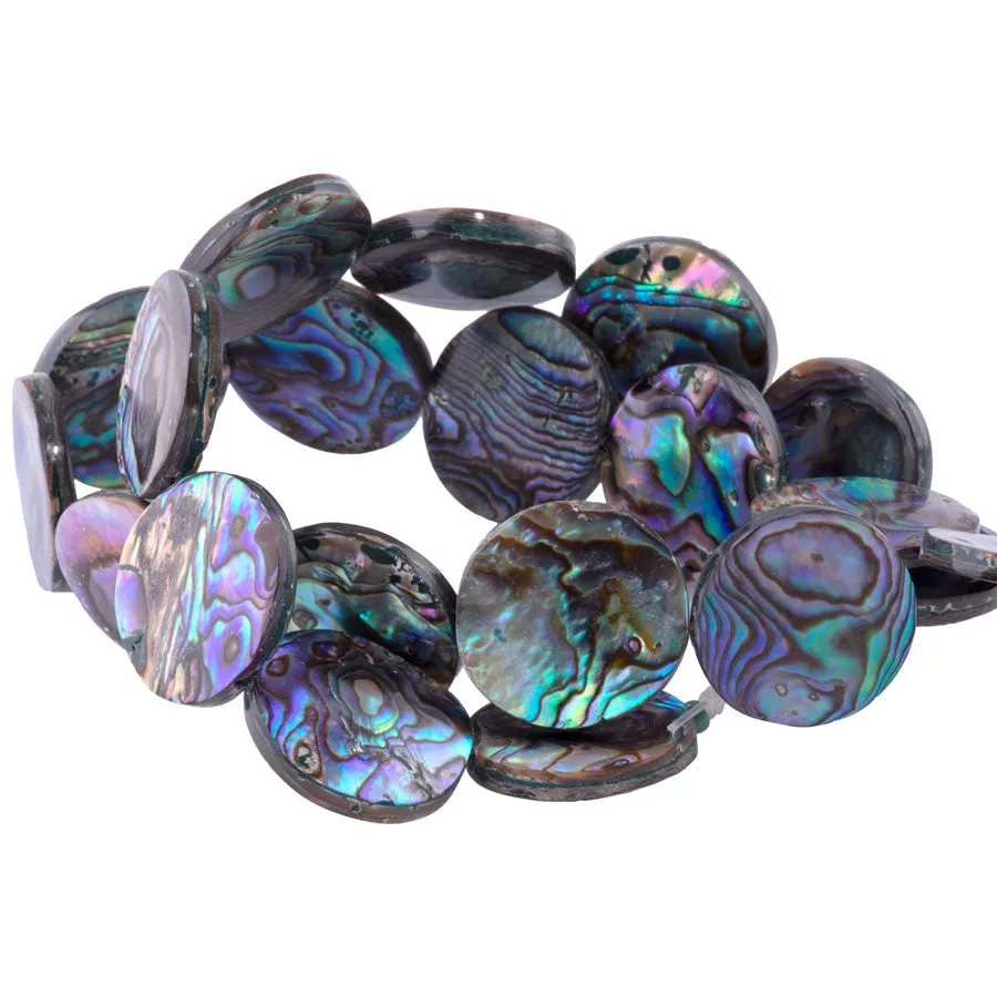 Abalone Shell 20mm Flat Coin - 15-16 Inch