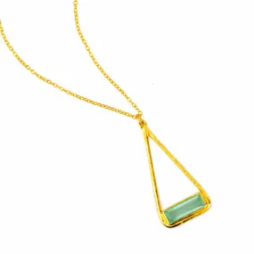 Adira Series: Aqua Chalcedony Bar in Triangle Pendant Necklace