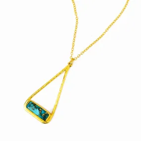 Adira Series: Copper Turquoise Bar in Triangle Pendant Necklace