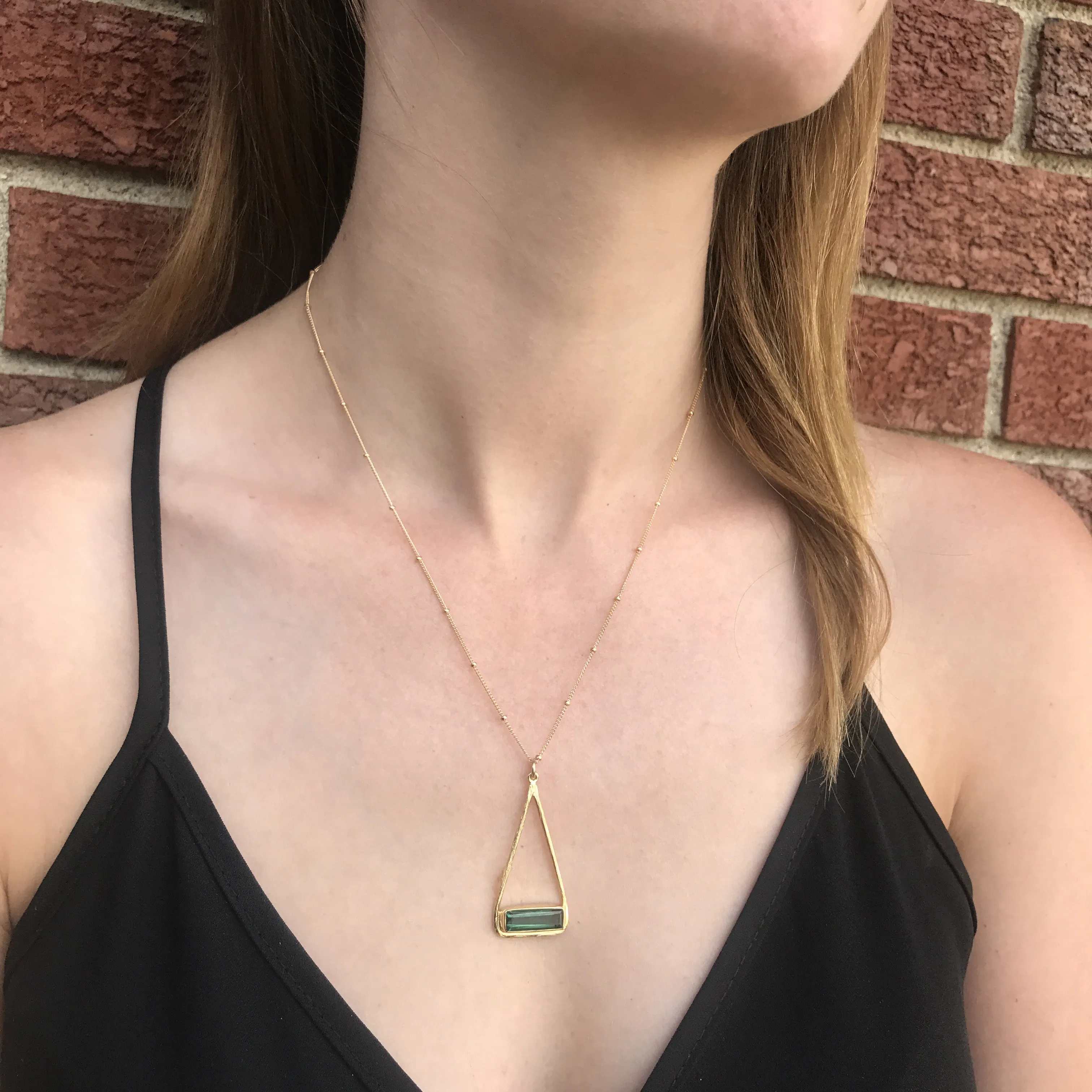 Adira Series: Copper Turquoise Bar in Triangle Pendant Necklace