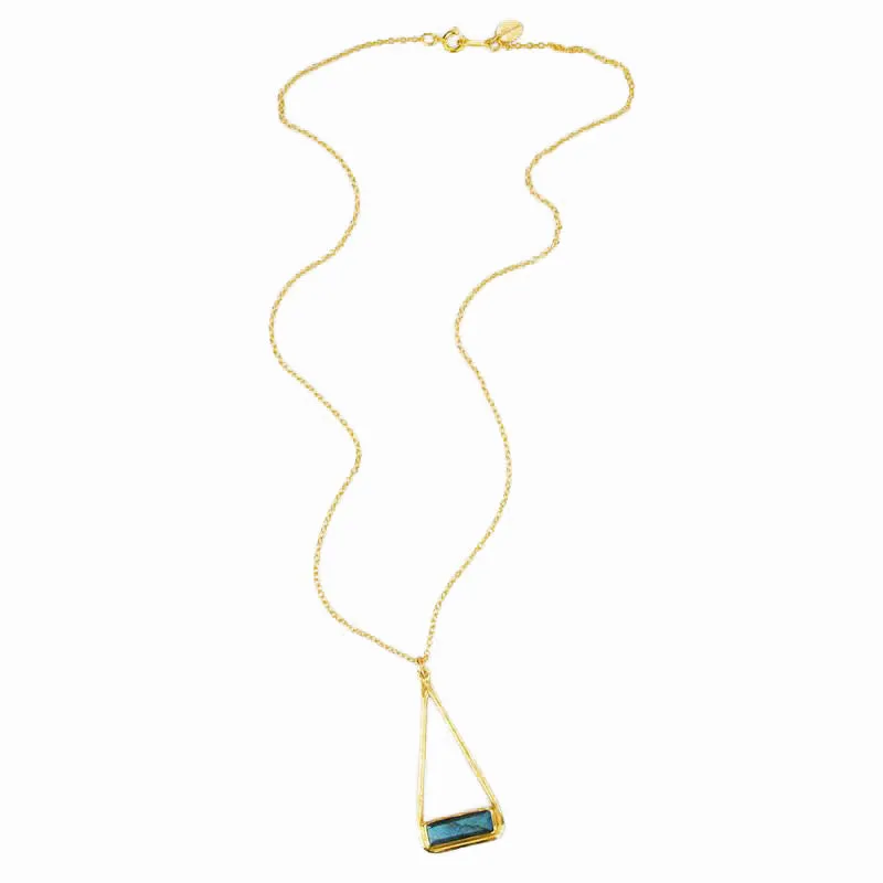 Adira Series: Labradorite Bar in Triangle Pendant Necklace