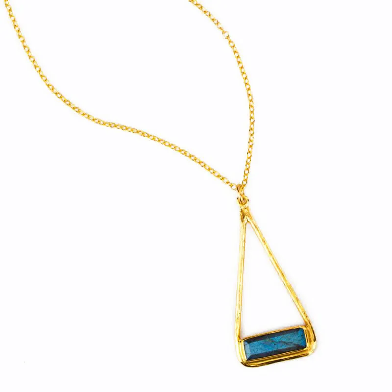 Adira Series: Labradorite Bar in Triangle Pendant Necklace