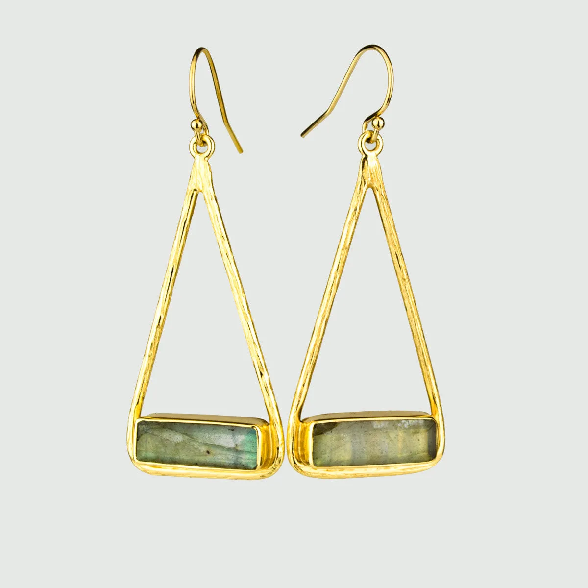 Adira Series: Labradorite Triangle Bar Dangle Earrings