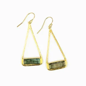 Adira Series: Labradorite Triangle Bar Dangle Earrings