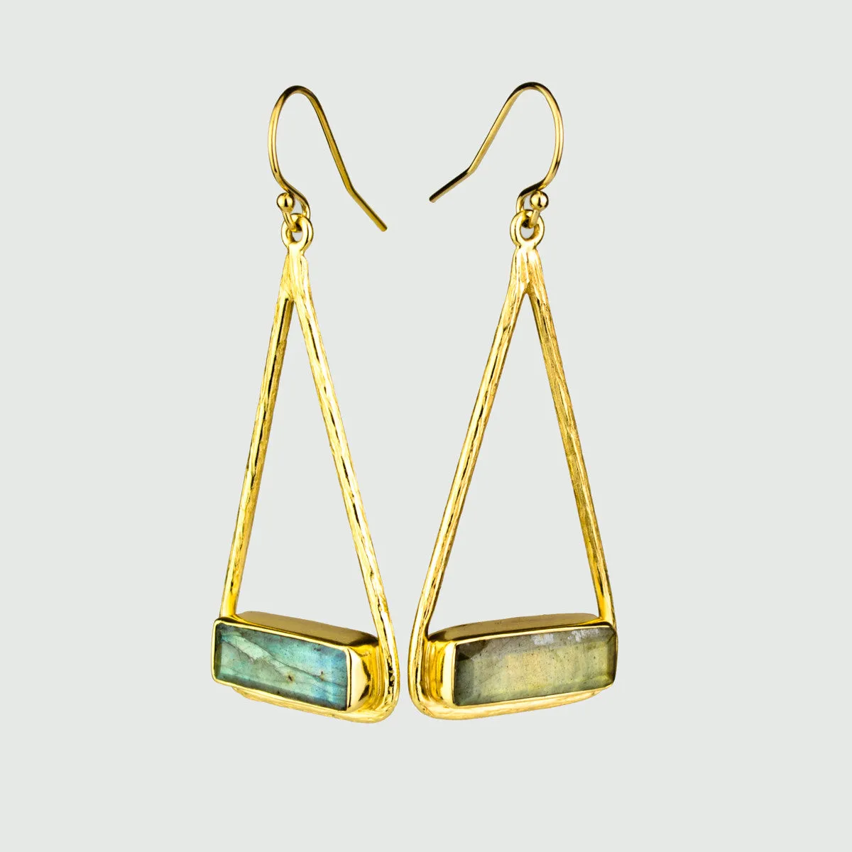 Adira Series: Labradorite Triangle Bar Dangle Earrings