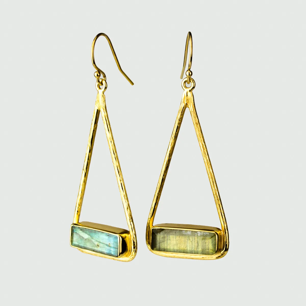 Adira Series: Labradorite Triangle Bar Dangle Earrings