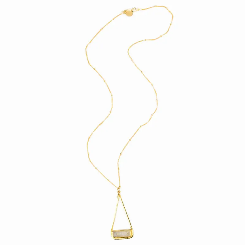 Adira Series: Moonstone Bar in Triangle Pendant Necklace