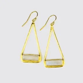 Adira Series: Natural Moonstone Triangle Bar Dangle Earrings