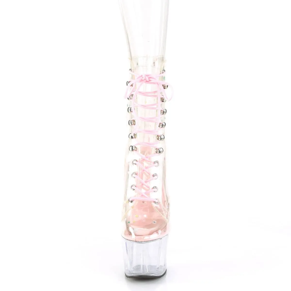 ADORE-1020C-2 Pink & Clear Calf High Boots