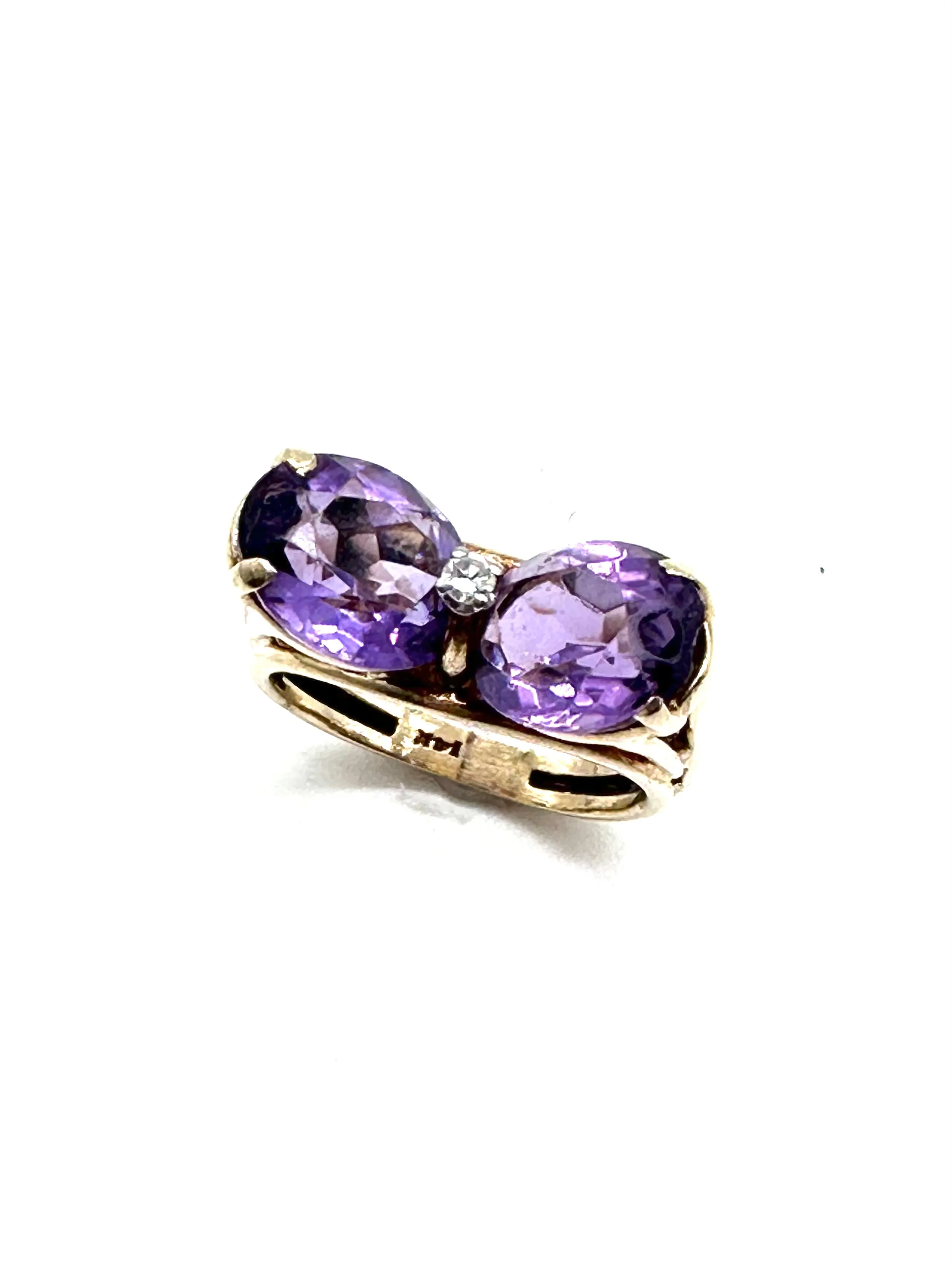 Amethyst and Diamond Bow Ring