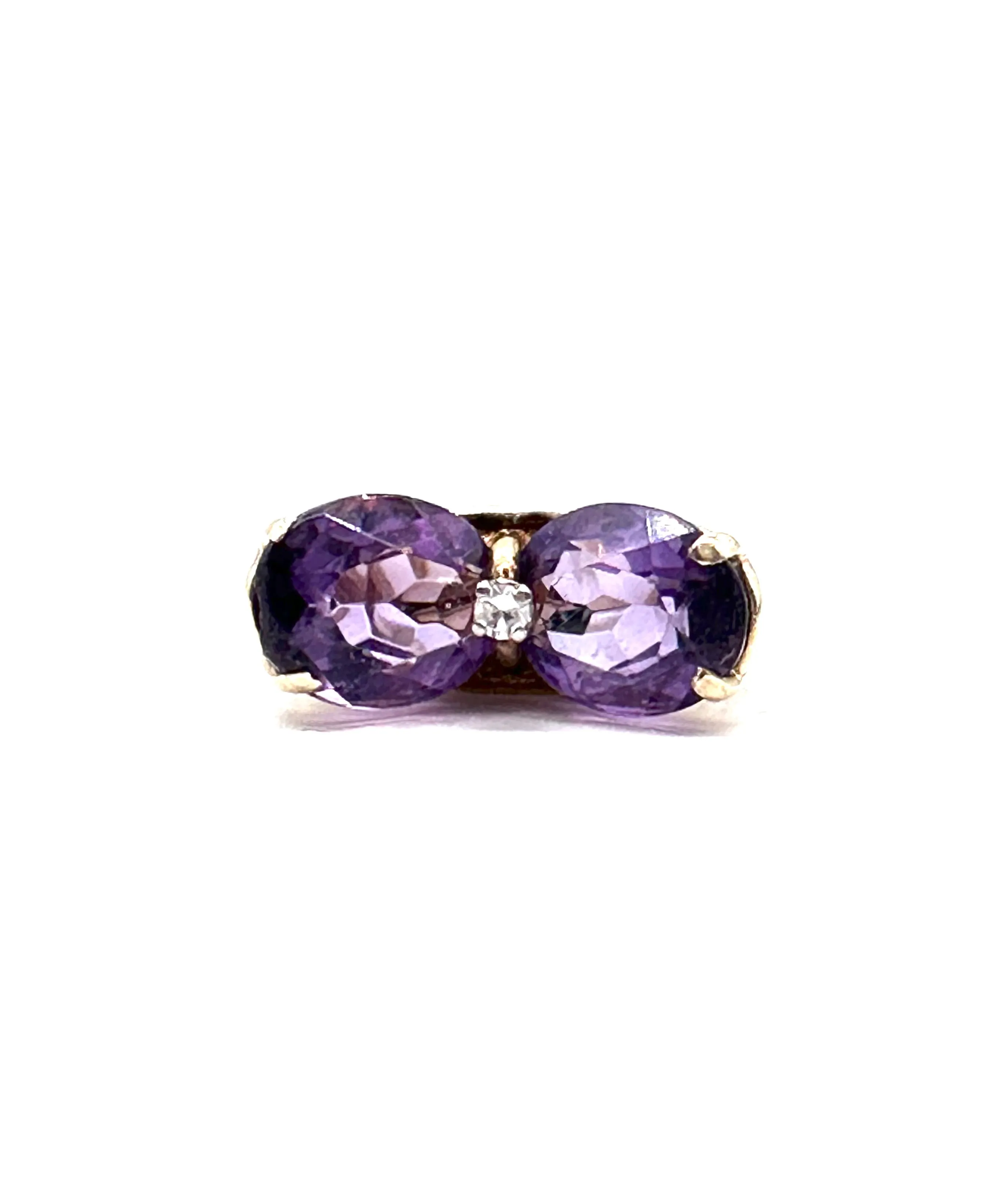 Amethyst and Diamond Bow Ring