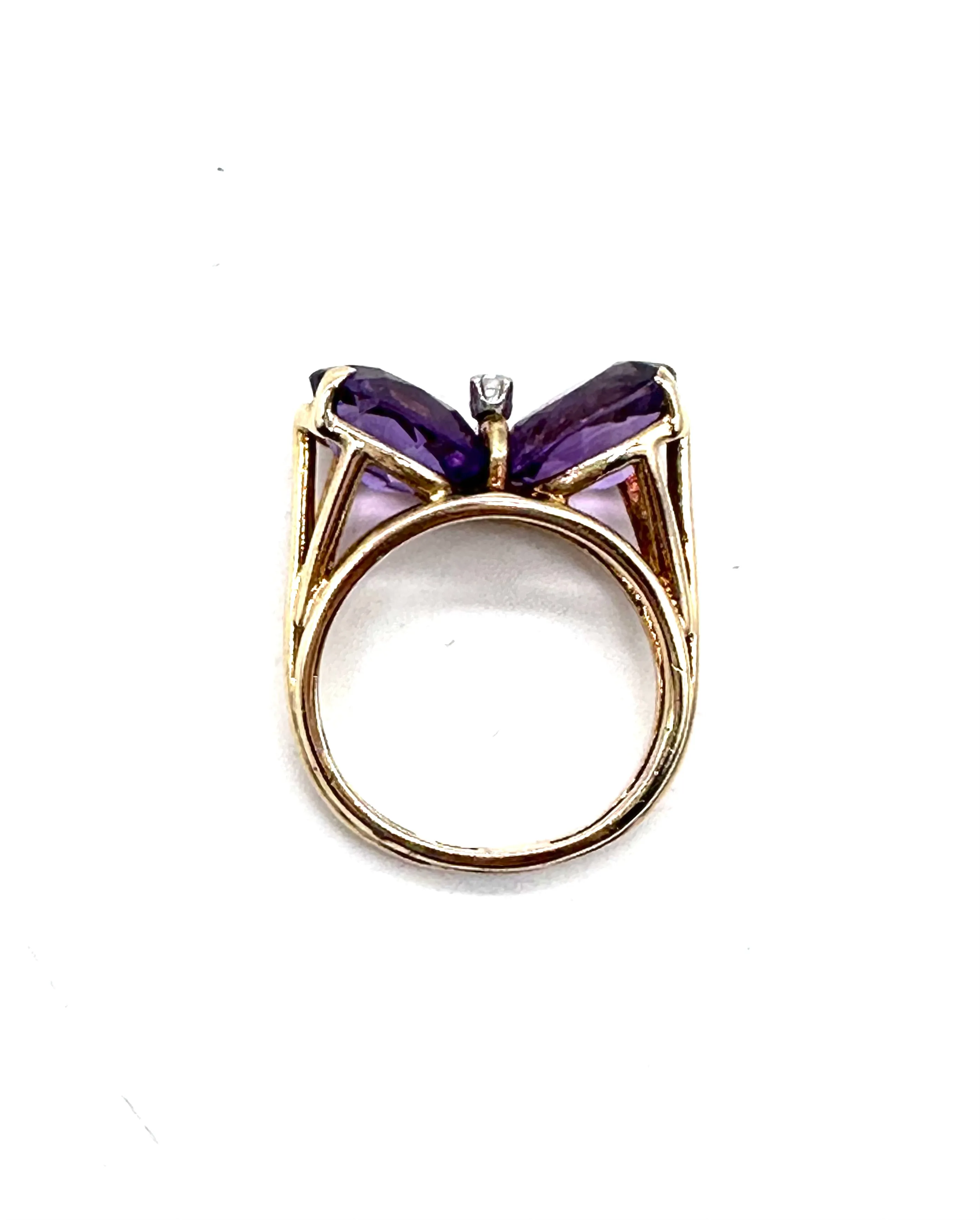 Amethyst and Diamond Bow Ring