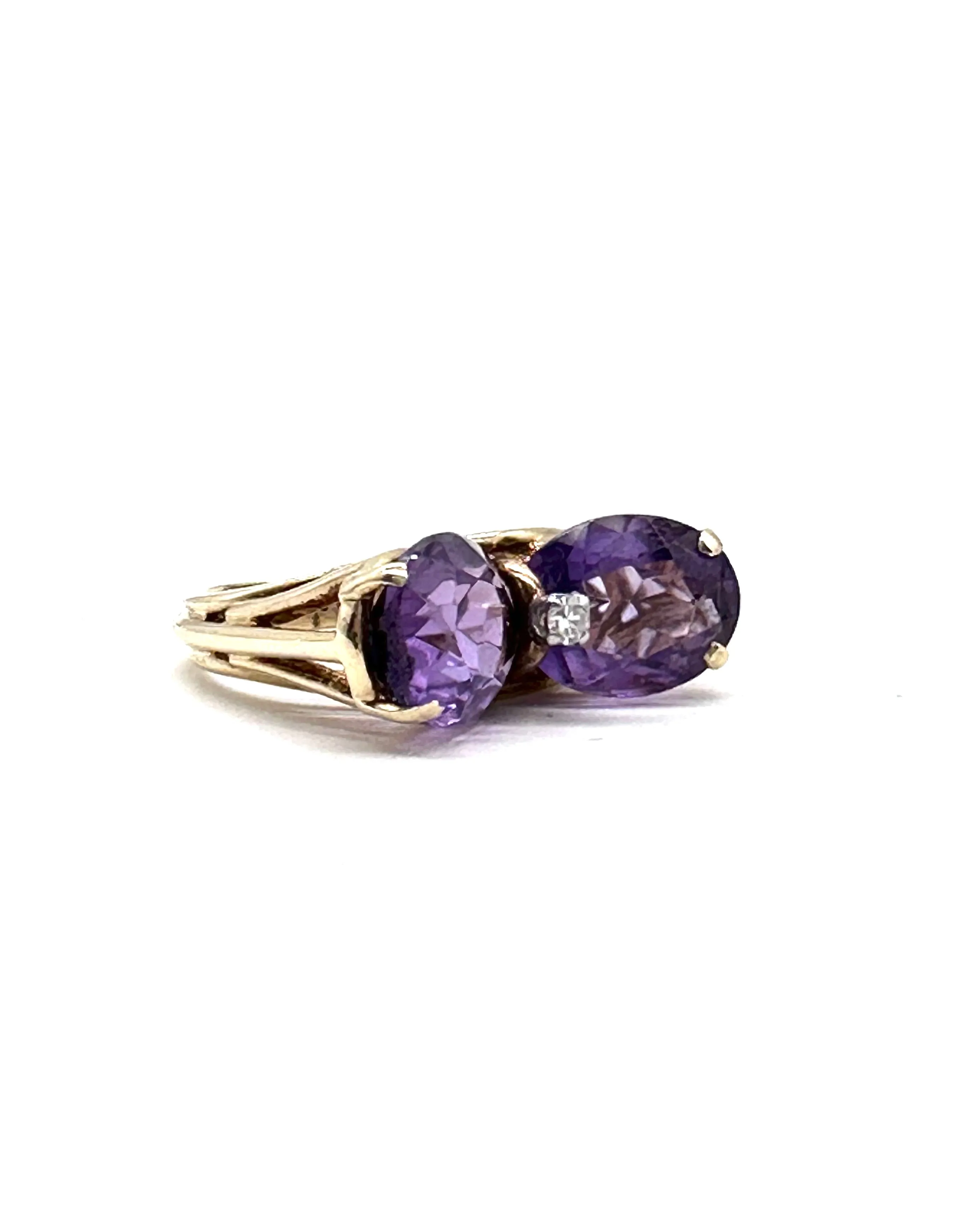 Amethyst and Diamond Bow Ring