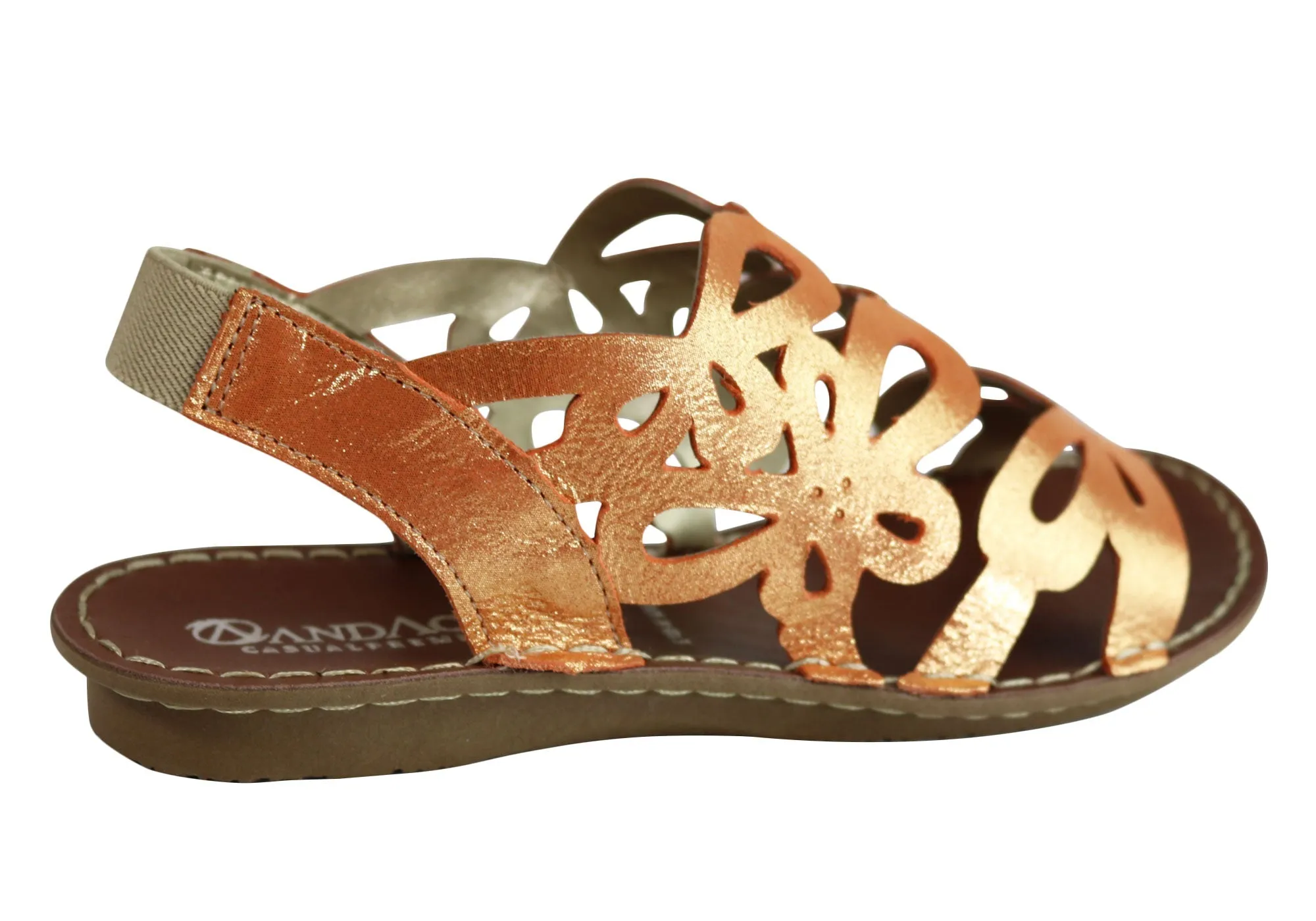 Andacco Desiree Womens Comfortable Flat Leather Sandals Made In Brazil