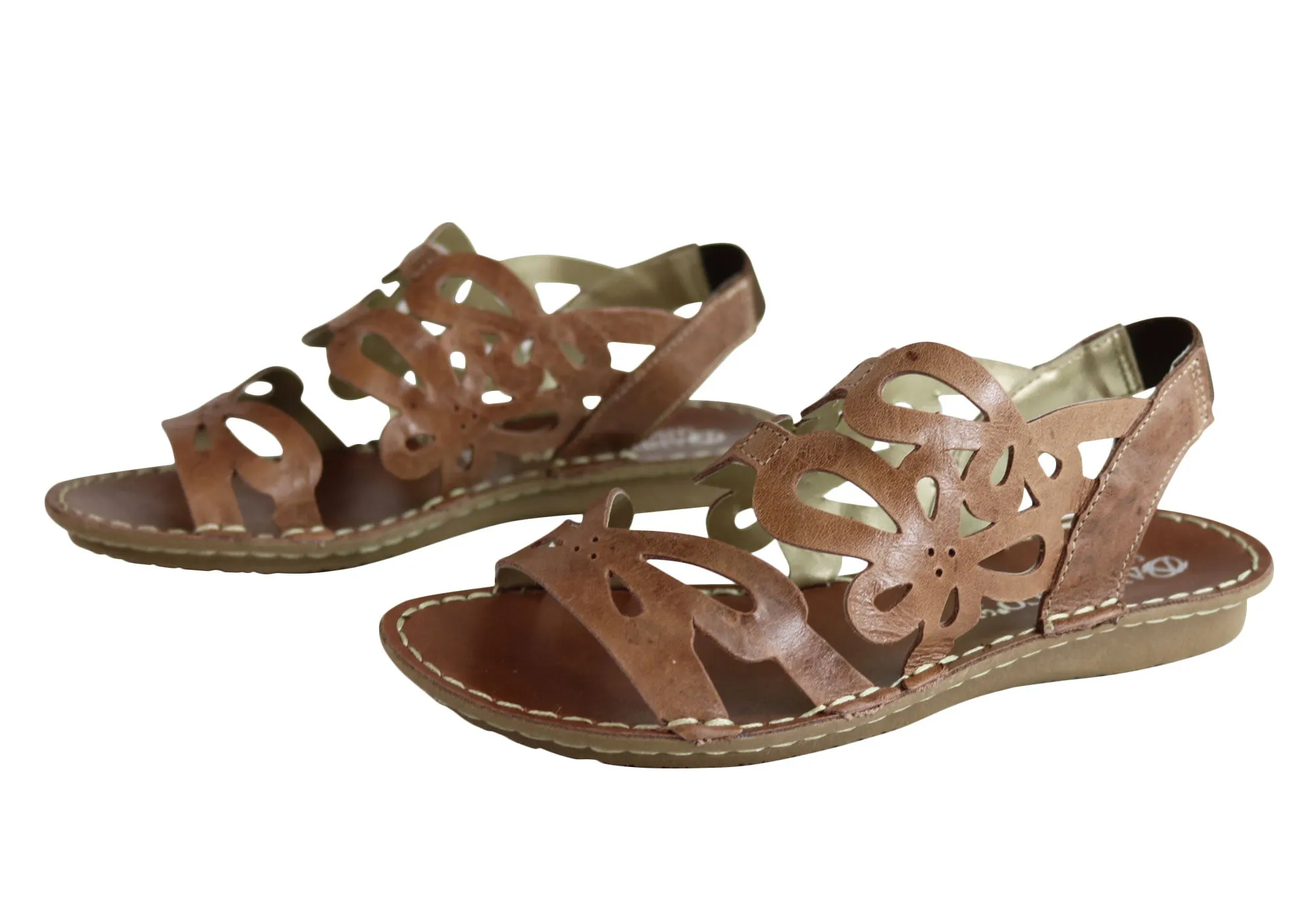 Andacco Desiree Womens Comfortable Flat Leather Sandals Made In Brazil