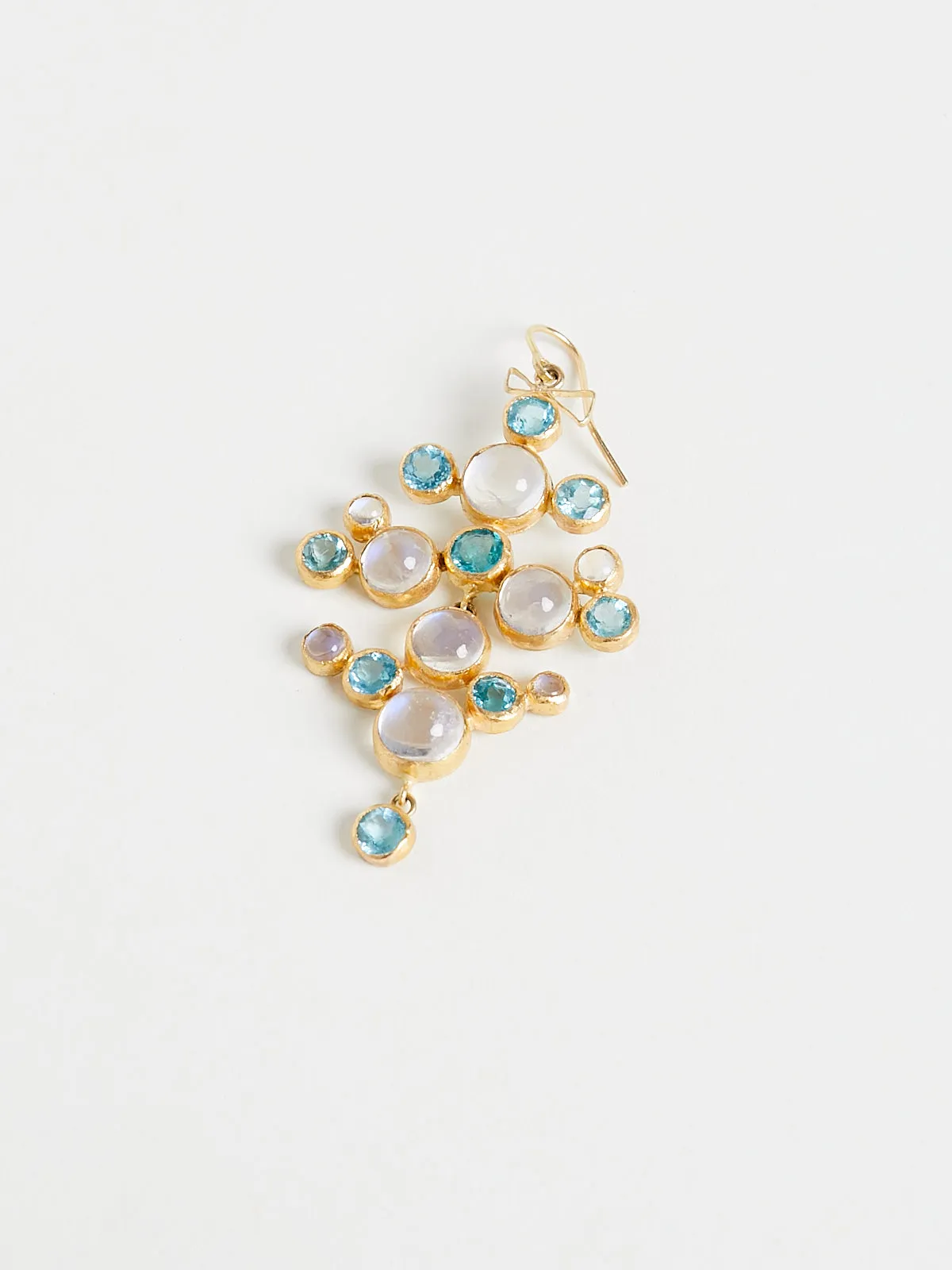 Apatite and Moonstone Chandelier Earrings in 18k Yellow Gold