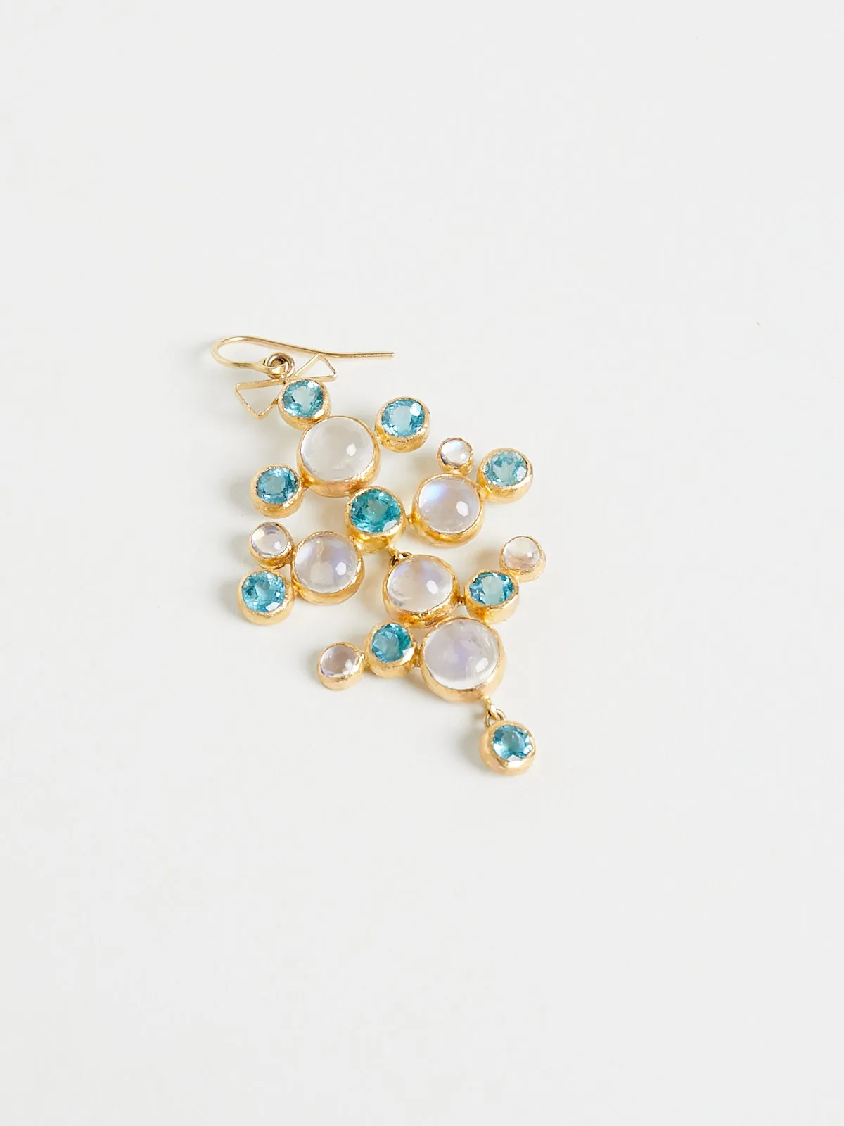 Apatite and Moonstone Chandelier Earrings in 18k Yellow Gold