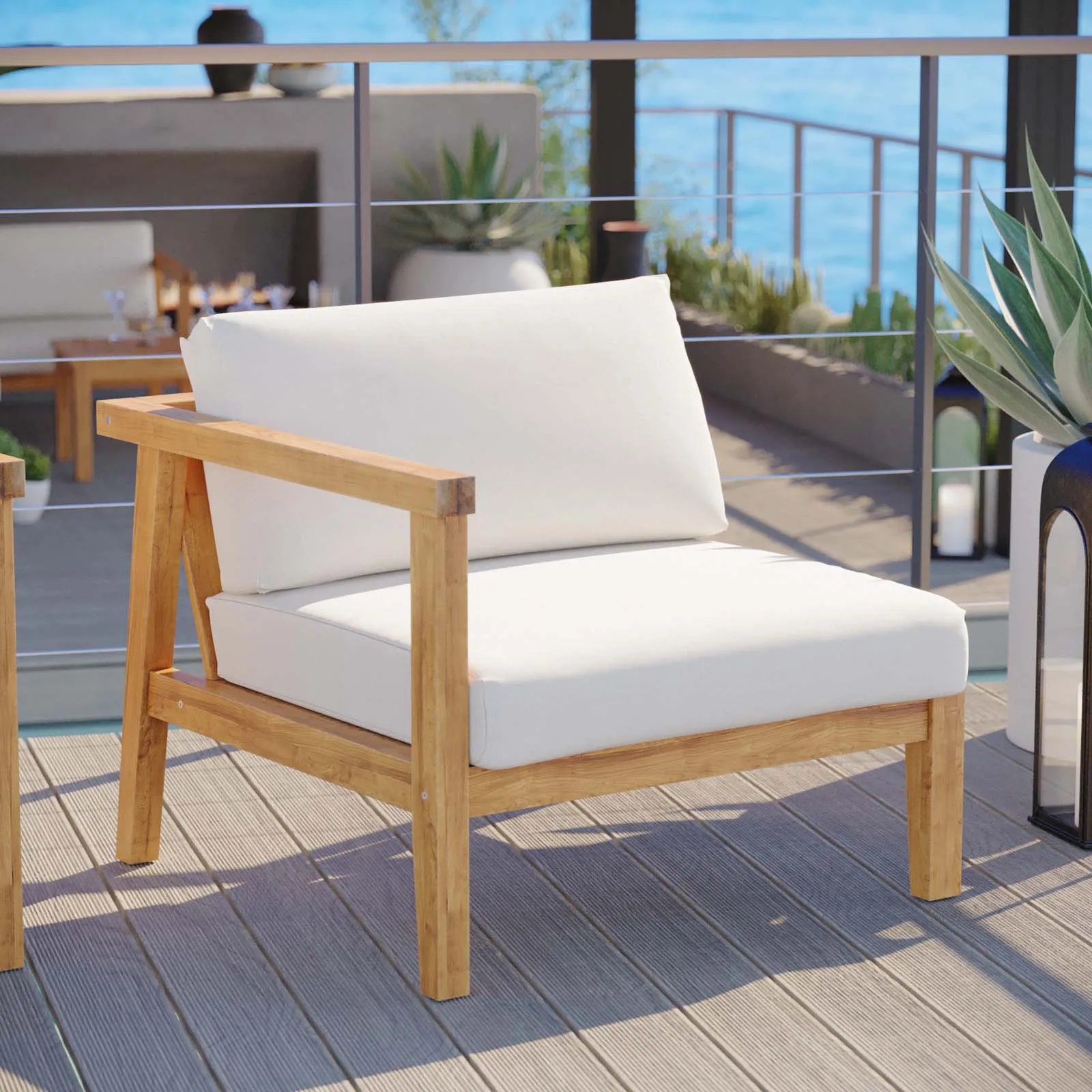 Bayport Outdoor Patio Teak Wood Left-Arm Chair by Modway