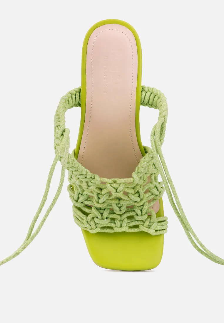 BEROE Green Braided Handcrafted Lace Up Sandal