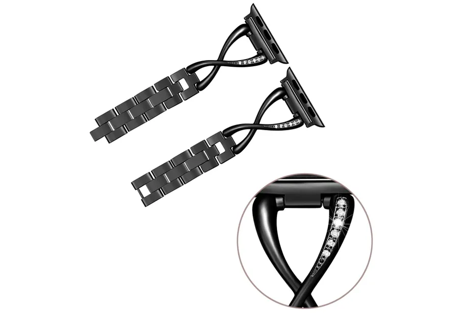 Black Thin Link Bracelet Watch Band