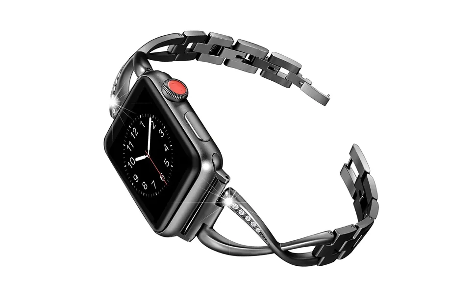 Black Thin Link Bracelet Watch Band