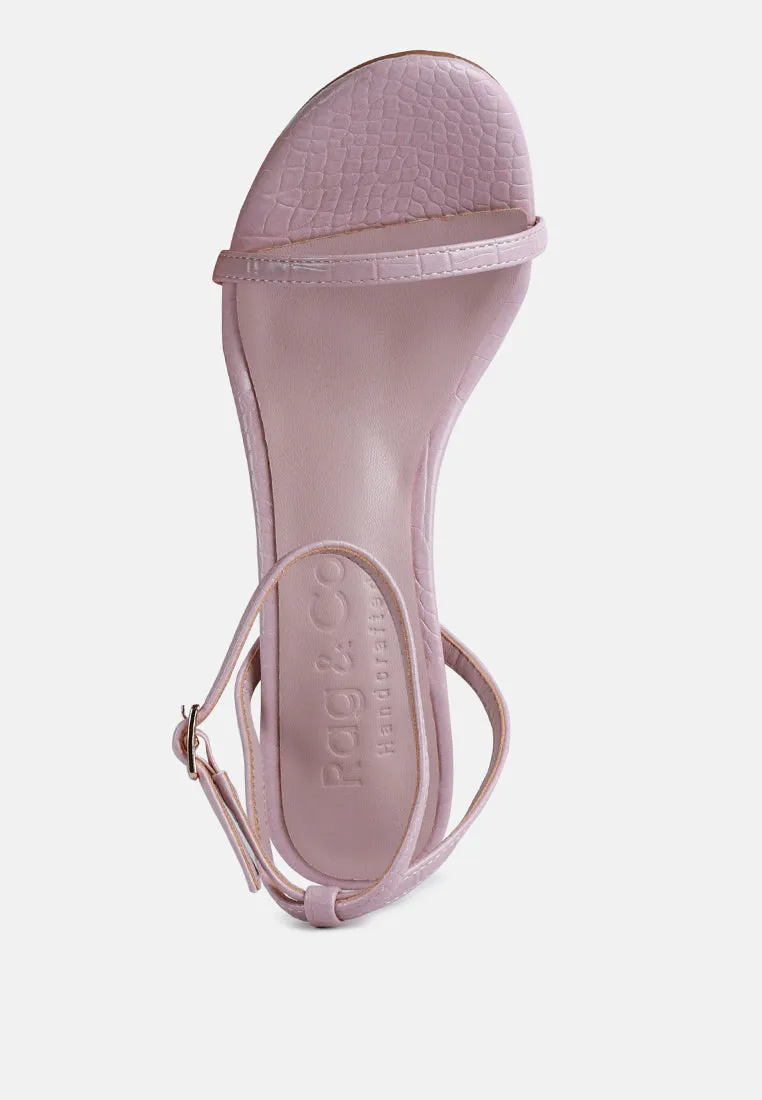 BLONDES Pink Croc High Heeled Sandal