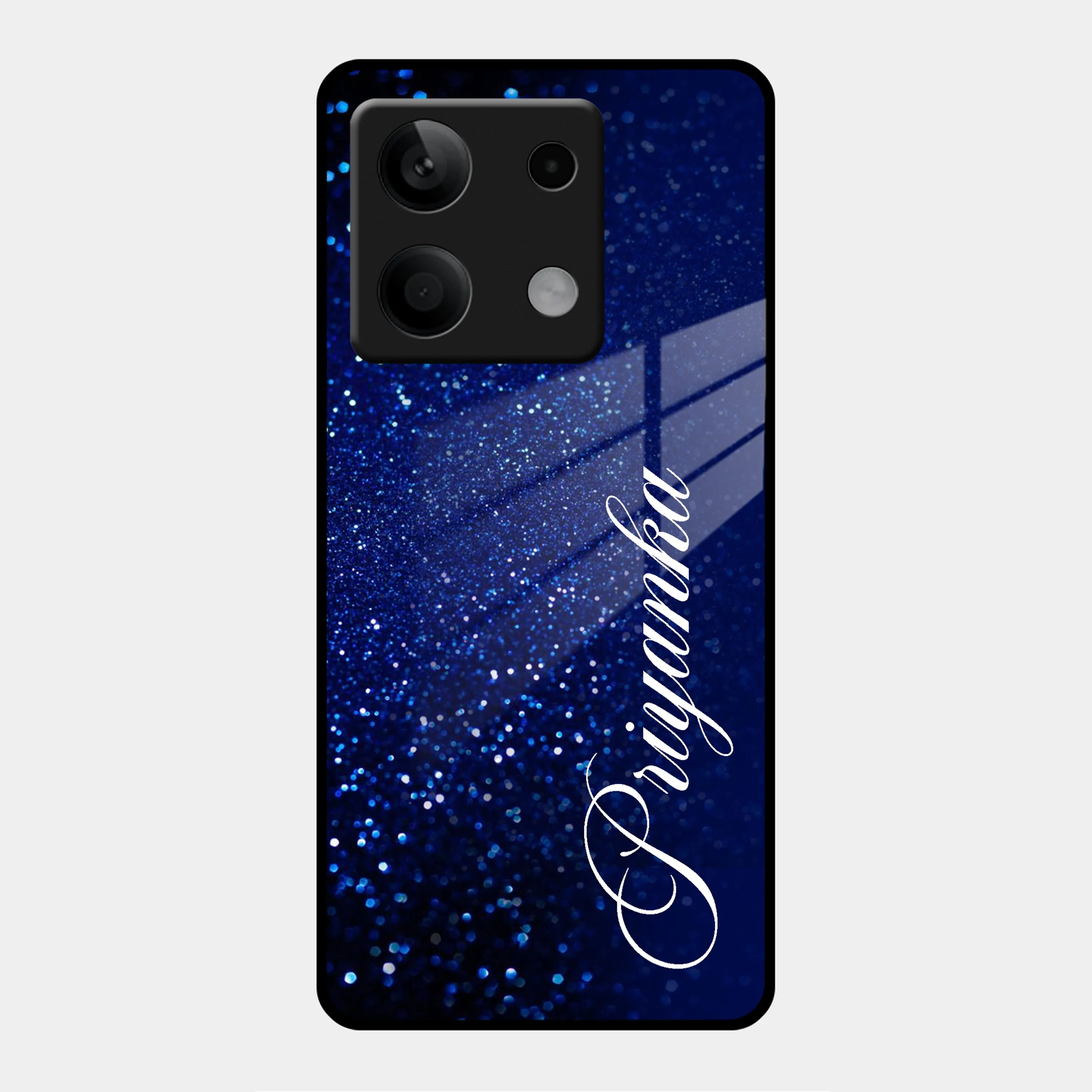 Blue Glitter Customize Glass Case Cover For Poco