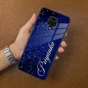 Blue Glitter Customize Glass Case Cover For Poco