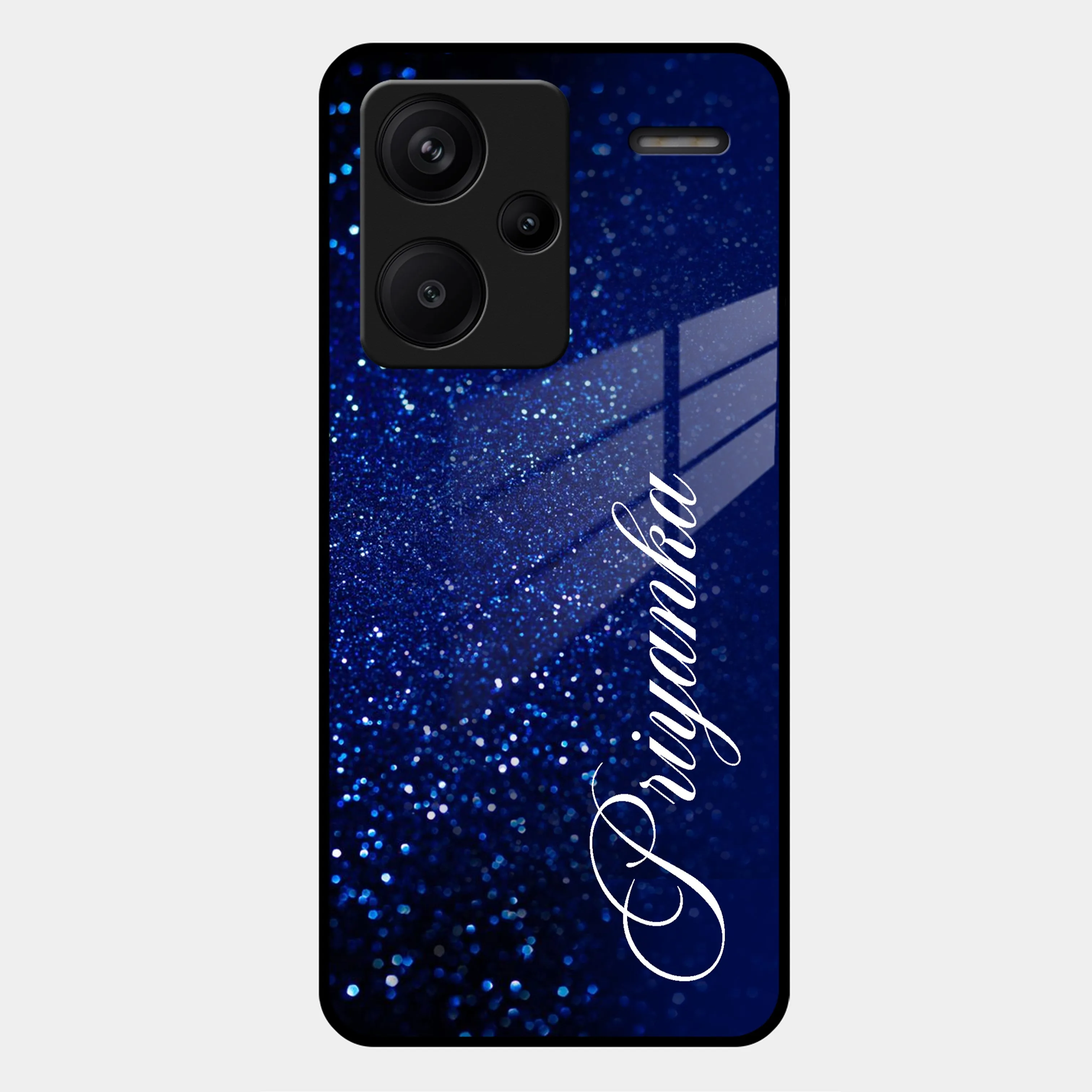 Blue Glitter Customize Glass Case Cover For Redmi/Xiaomi