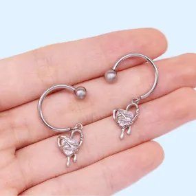 Bow Heart Design Zircon Stainless Steel Nipple Ring