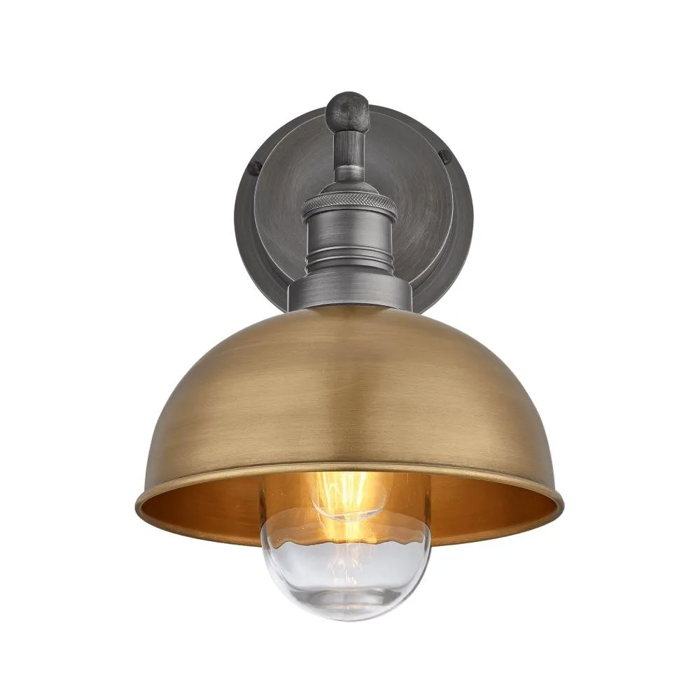 Brooklyn Outdoor & Bathroom 8 inch Dome Wall Light - Brass - Industville