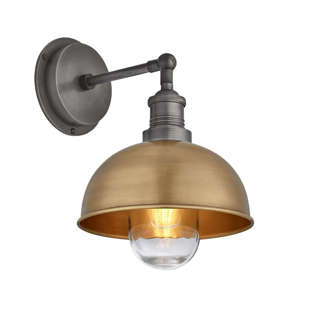 Brooklyn Outdoor & Bathroom 8 inch Dome Wall Light - Brass - Industville