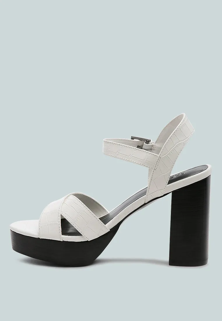 CHYPRE High Heeled Block Sandal In White