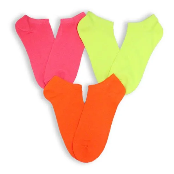 Colorful Neon Low Cut Socks 3 Pack Women's No Show Sock