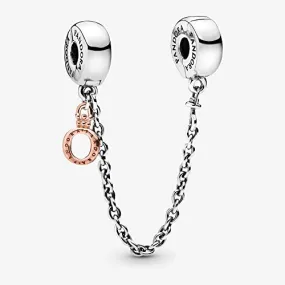 Crown O sterling silver and 14k Rose Gold-plated safety chain with silicone grip