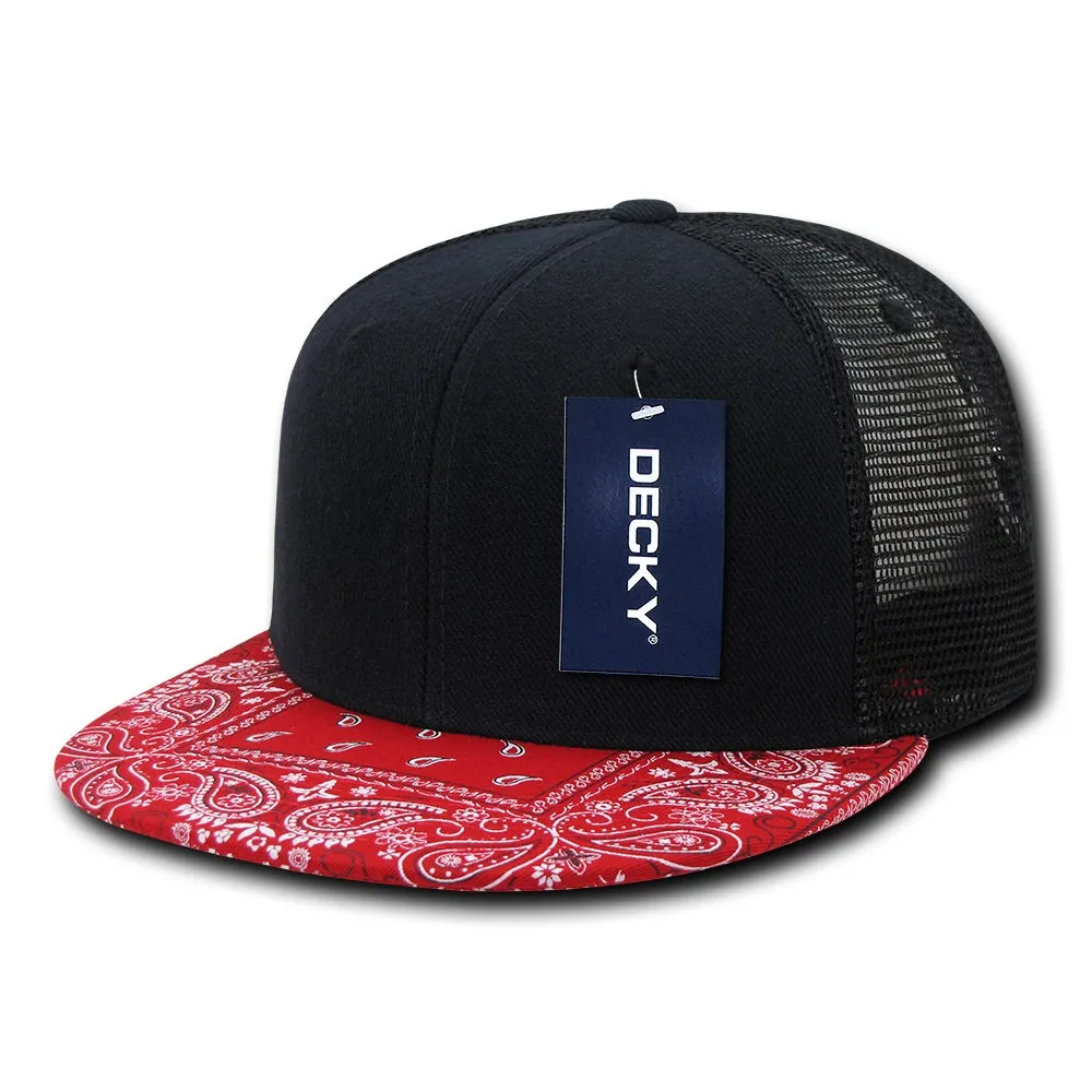 Decky 1083 Bandanna Bill Trucker Hat, 6 Panel Paisley Trucker Cap