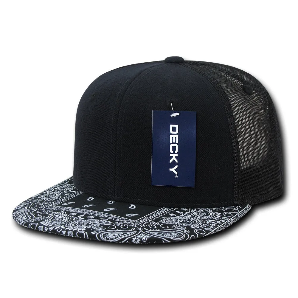 Decky 1083 Bandanna Bill Trucker Hat, 6 Panel Paisley Trucker Cap