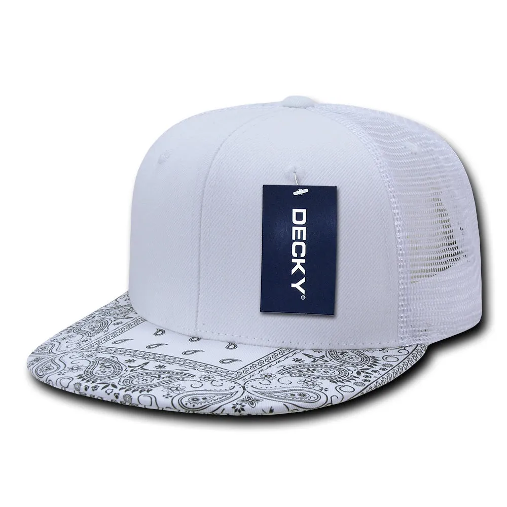 Decky 1083 Bandanna Bill Trucker Hat, 6 Panel Paisley Trucker Cap