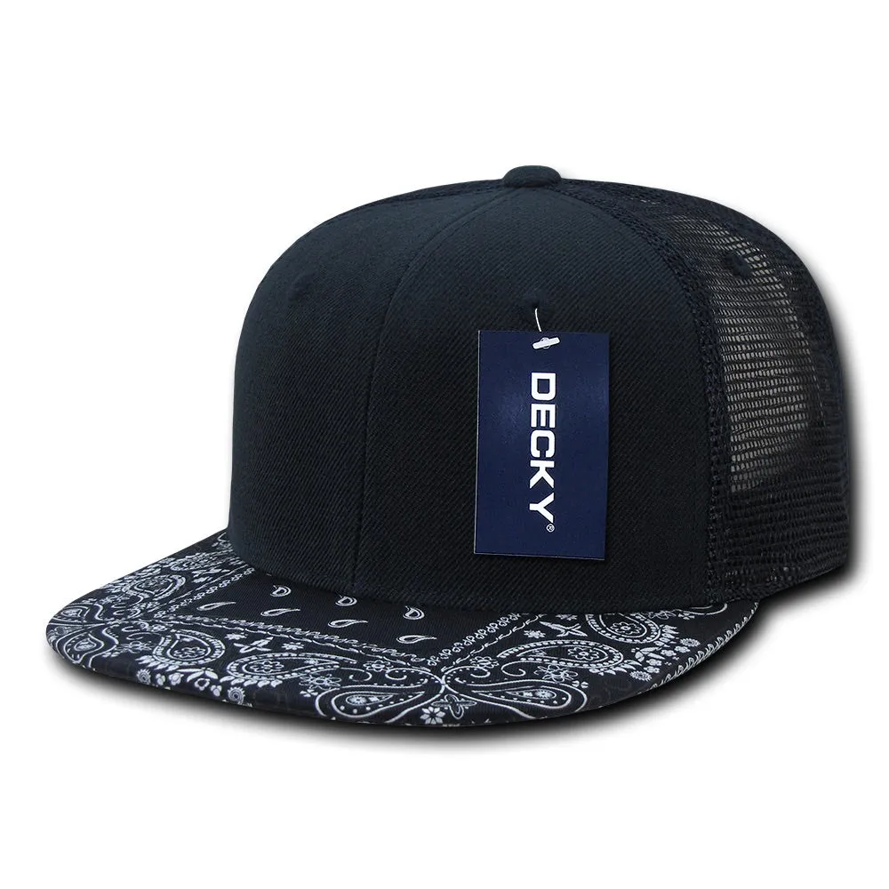 Decky 1083 Bandanna Bill Trucker Hat, 6 Panel Paisley Trucker Cap